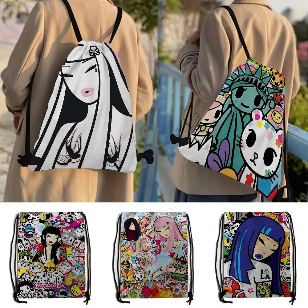 Kawaii T-Tokidoki الرباط حقائب الظهر كيس حزمة حمل تخزين البوليستر حقيبة السائبة للرياضة الصالة الرياضية السفر السباحة #4