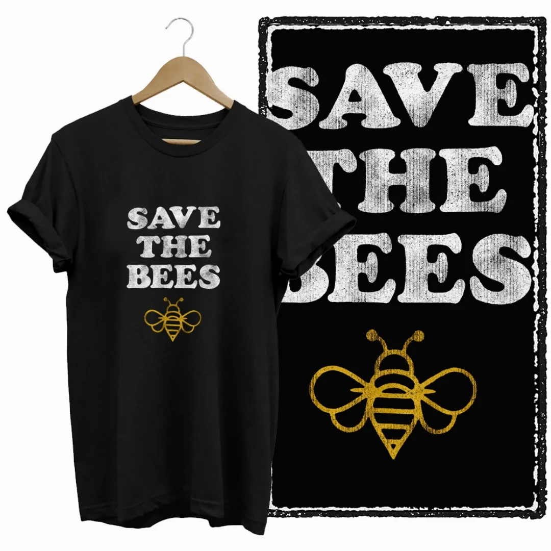 

Cotton black cool bees print exclusive original graphic women T shirt loose big size women men tshirt cool female men's tee