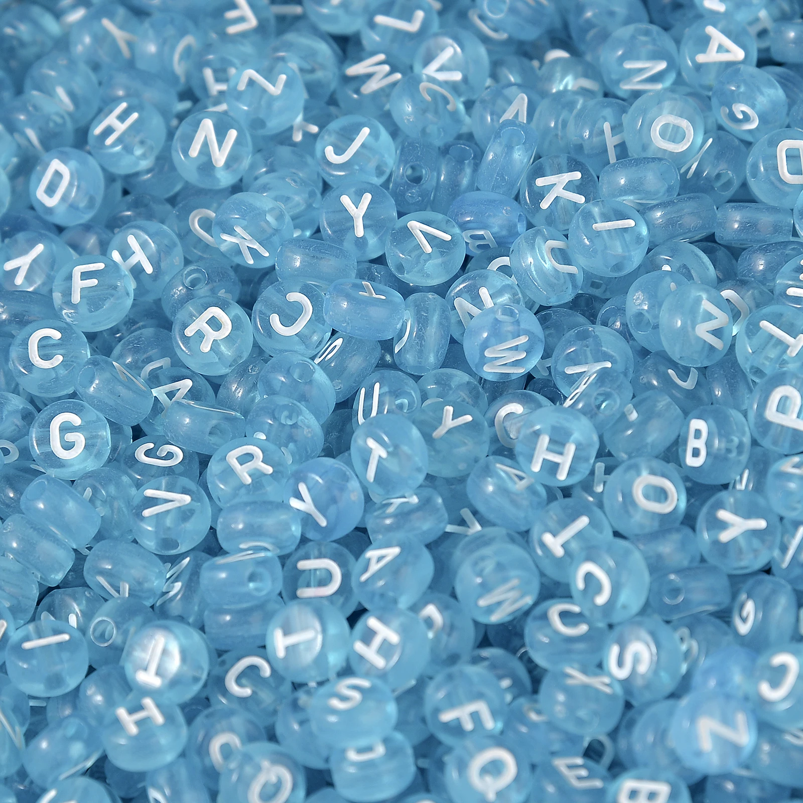 7mm Transparent Blue Letters Beads White Alphabet DIY Round Acrylic Spacer Beads For Jewelry Making Bracelets Accessories 100pcs