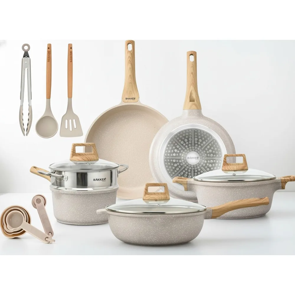 

14-Piece Granite Non-Stick Cookware Set - Eco-Friendly - All Stove & Oven Safe - Perfect for Home Chefs