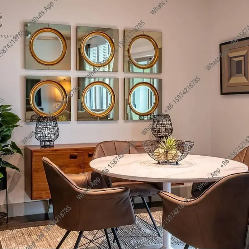 XX Light Luxury Background Wall, Living Room Art Mirror Hanging Wall, Dining Room Mirror Wall Hanging Wall Combination Mirror De