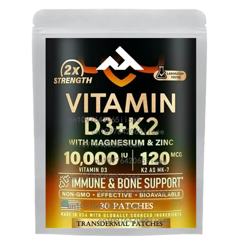

30 Patches Vitamin D3 & Vitamin K2 Transdermal Patches Natural Energy, Mood, Metabolism & for Bone & Teeth Health