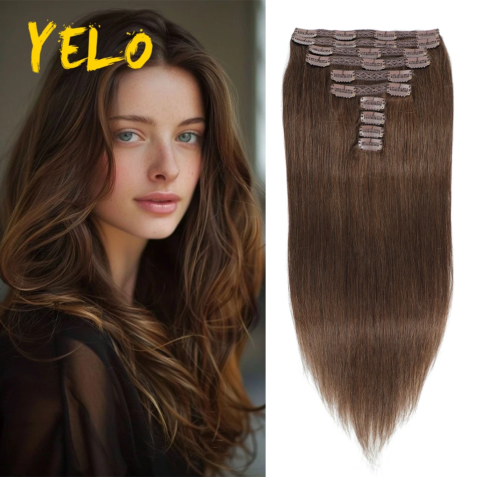 Grampo brasileiro reto em extensões para mulheres, cabelo natural real do cabelo, trama dobro, 160G