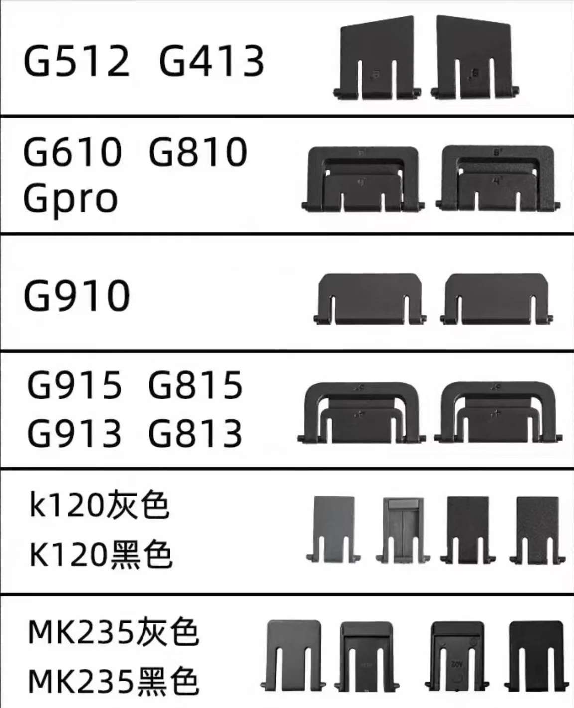 For logitech G810 G610 G PRO / G915 G913 /G910/ K120/MK235 /G512 G513 K840 G413 Keyboard Stand Feet Legs repair parts view 2