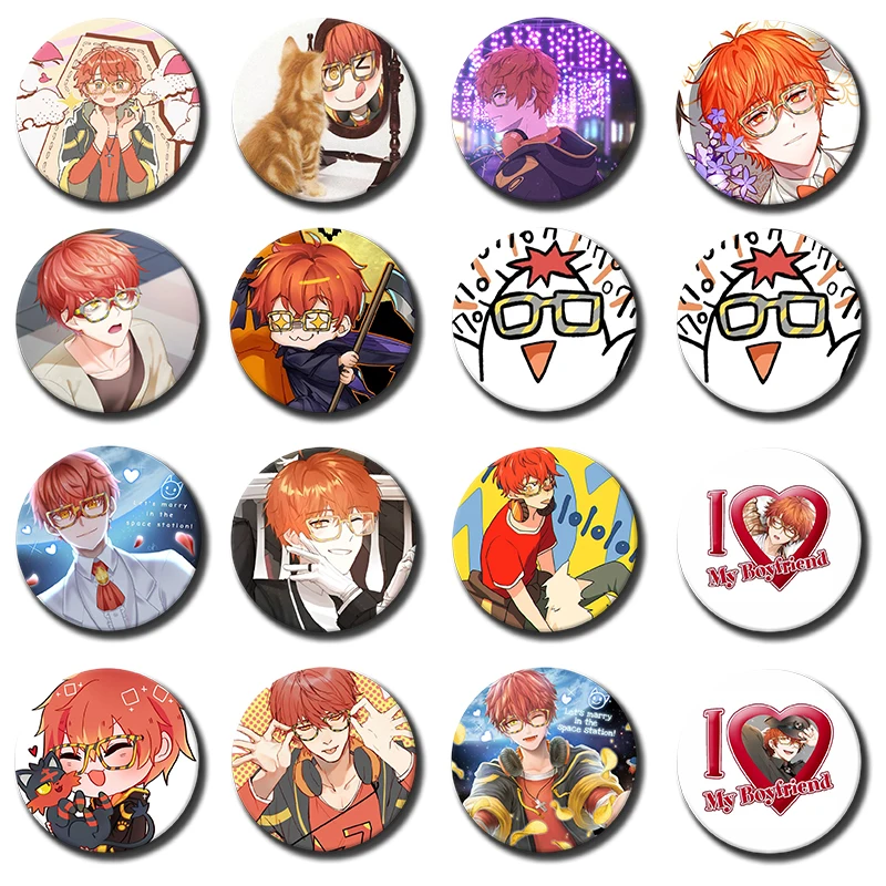 58mm Anime Mystic Messenger Game 707 Tinplate Button Pins Creative Brooches Characters Icon Badges for Clothes Bag Decor Gifts
