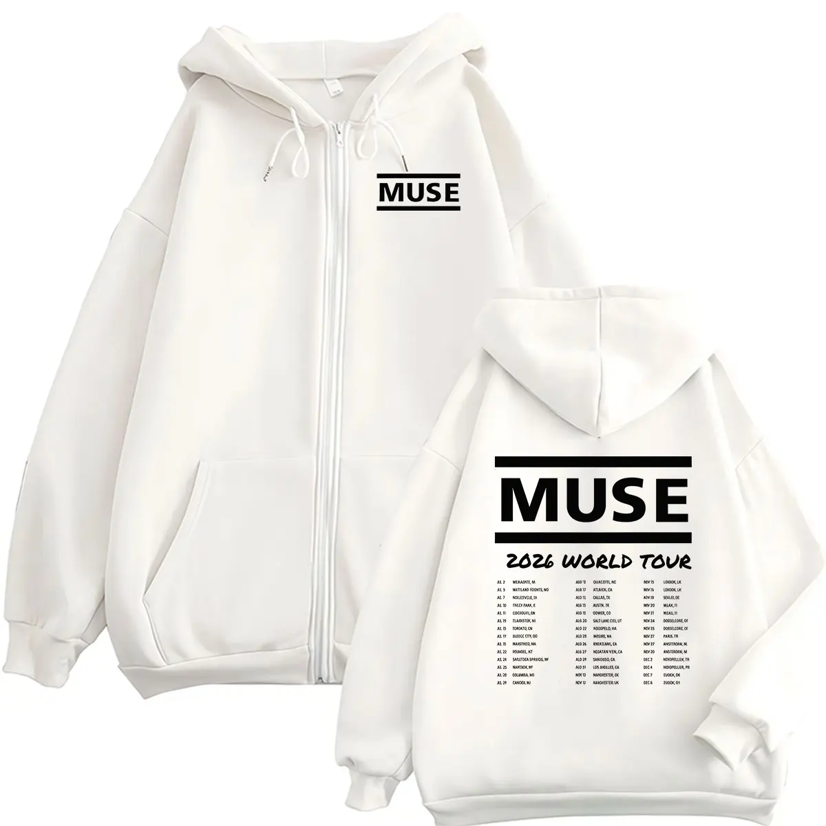 MUSE Band The Wow! Signal Tour 2026 Zipper Hoodie Men Women Clothing Fashion Retro Sweatshirt Long Sleeve Oversized Coats Hooded