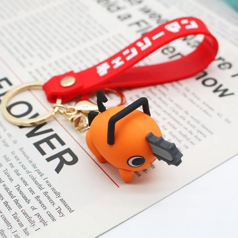 Anime Chainsaw Man Keychain Pochita Denji PVC Cartoon Doll Pendant Keyring Cosplay Prop