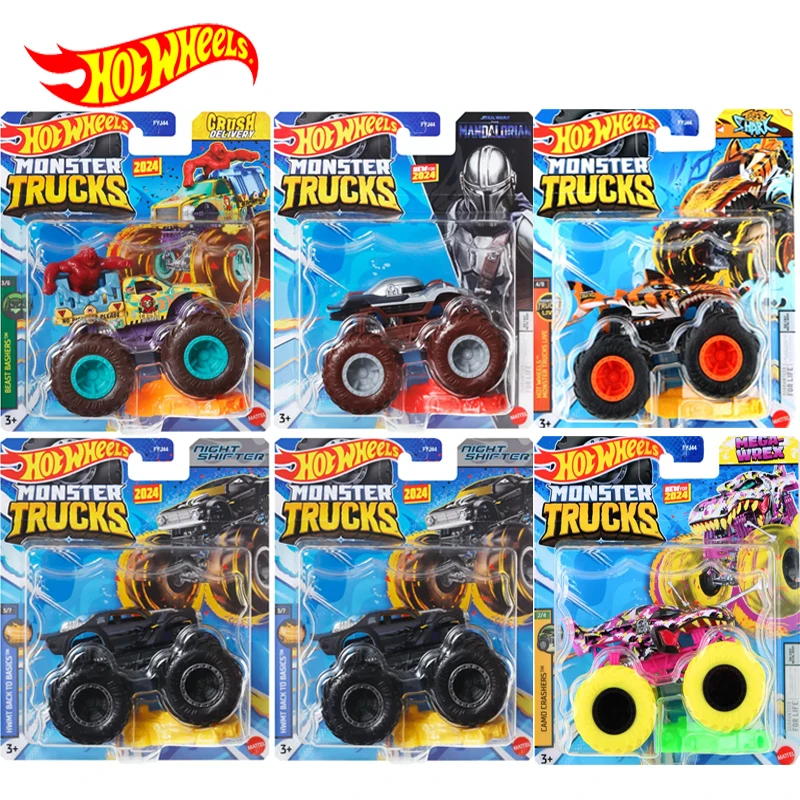 Hot Wheels Monster Trucks Auto Speelgoed Voor Jongens Grote Voet Crush Levering Mandalorian Star War Night Shifter Rodger Dodger Samson Cadeau