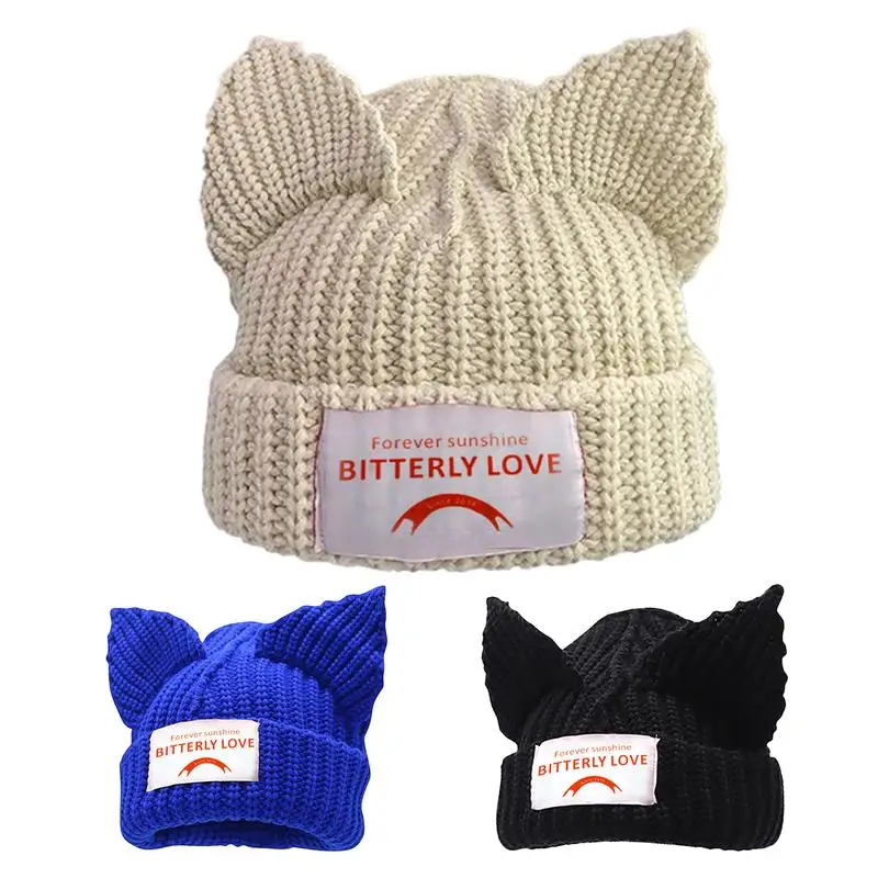 

Cat Ear Beanie Hat Cute Soft Beanie Hat Winter Must Have Beanie Knitted Hat For Men Women Couple For Traveling Riding Hiking