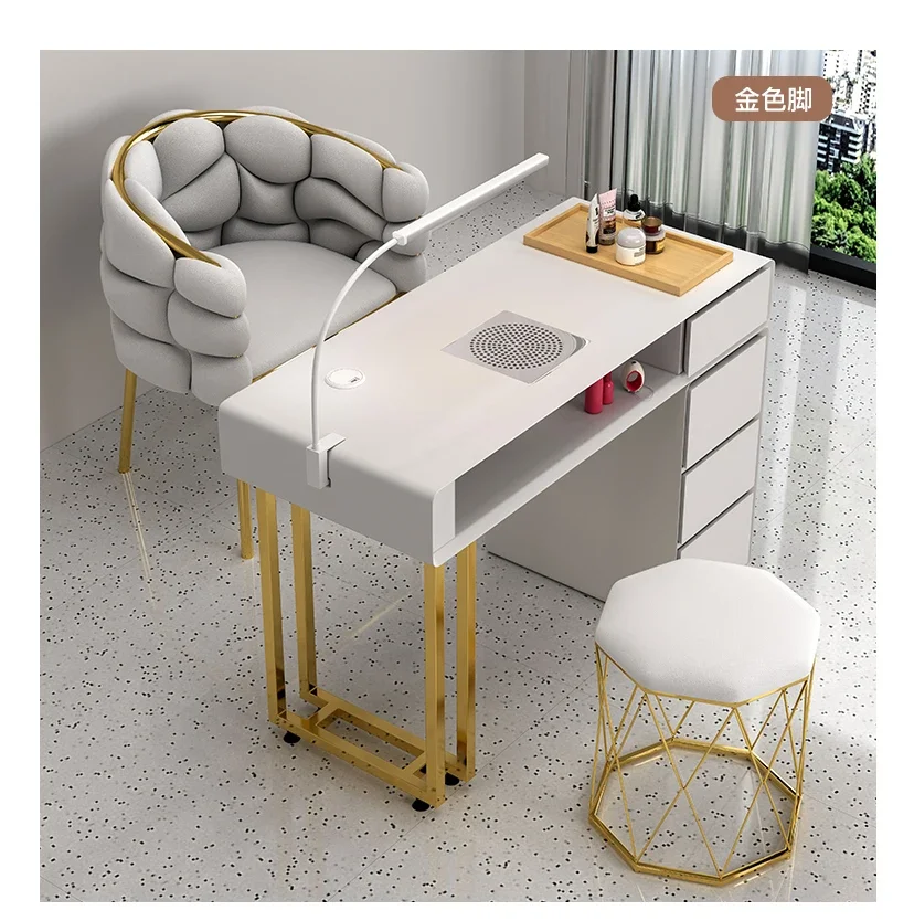 Designer Professional Nail Table Manicure Drawer Modern with Vacuum Cleaner Mesa De Manicure Women Beauty Salon Furniture HY