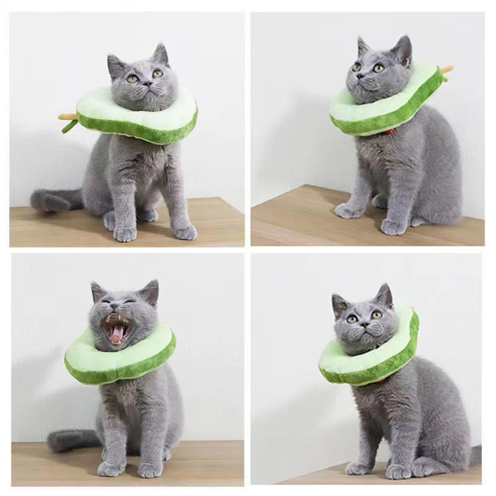 

1pcs Avocado Shaped Cloth Cat Collar Pet Neck Protector Elizabethan Collar Durable Soft Design Anti Scratch Wound
