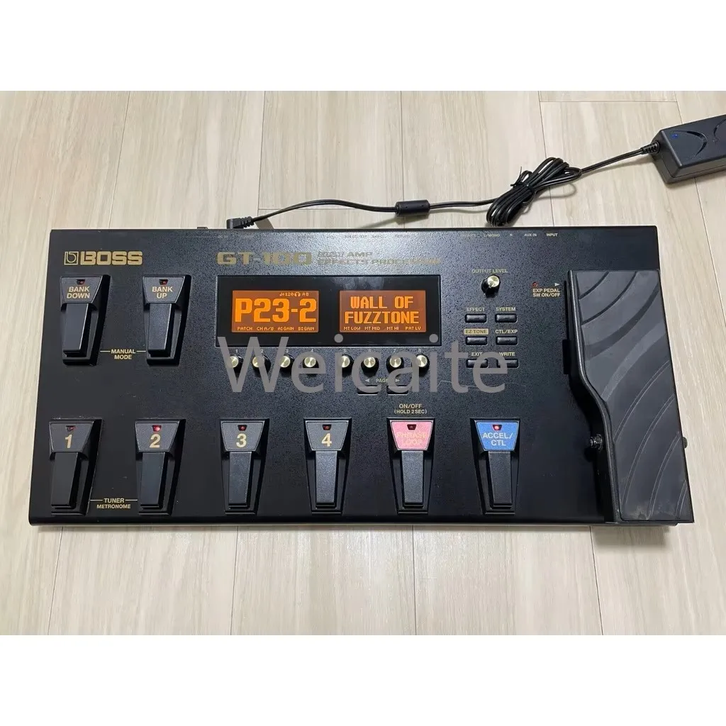 Pedal de efectos de guitarra multiefectos GT-100 de la mejor calidad con adaptador de CA, prueba completa
