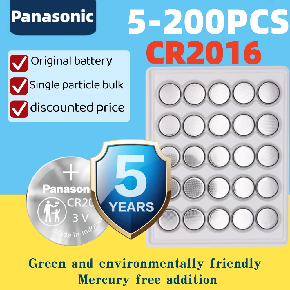 

5-200 шт. Panasonic CR2016 литиевая батарейка-таблетка BR2016 DL2016 LM2016 3 В CR 2016 батарейки для часов типа «таблетка» для игрушек, пульт дистанционного управления