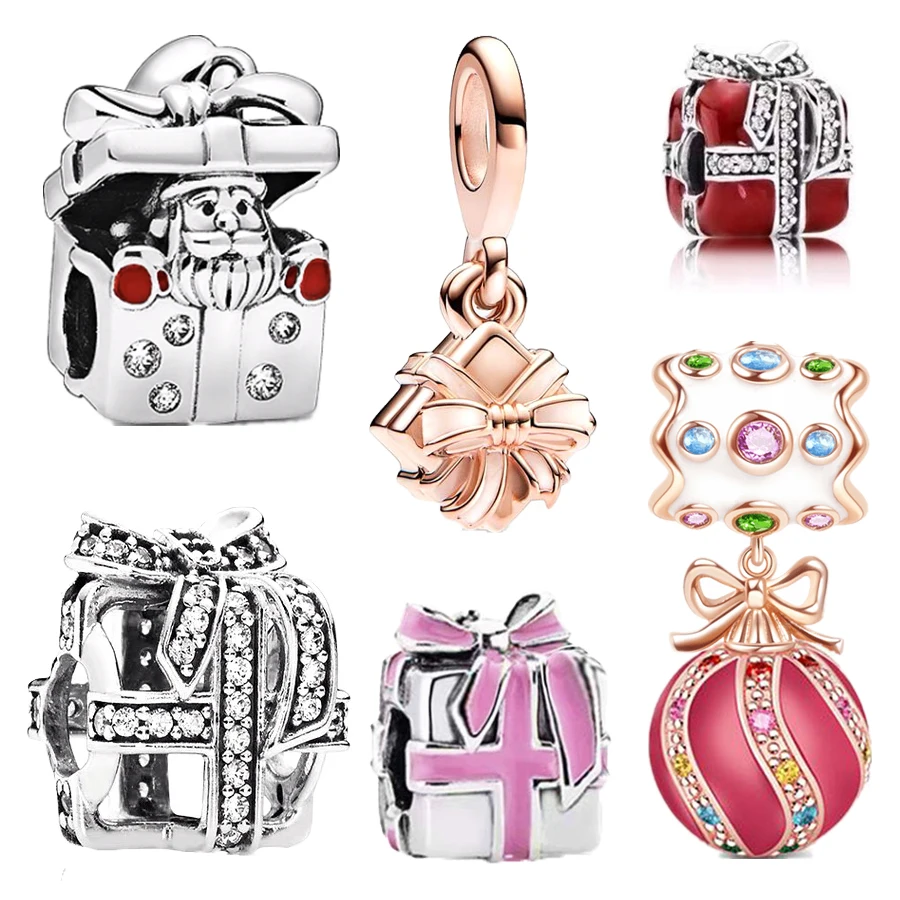 

Christmas Present Happy Birthday Gift Openable Dangle Charms Beads Fit Original 925 Sterling Silver Bracelet DIY Jewelry