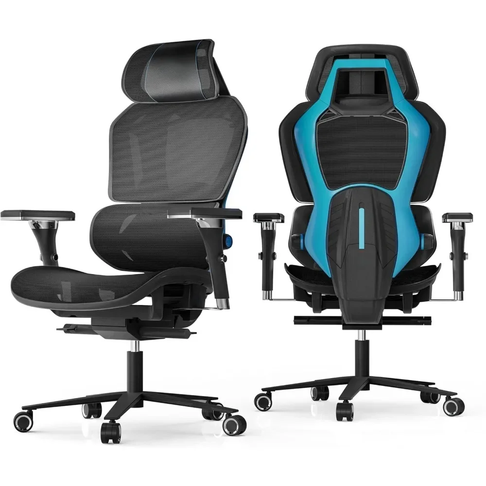 Gaming Chair with Lumbar Support, Mesh Chair with 4D Armrests, Breathable Ergonomic, Seat Depth Adjust, Computer Chair