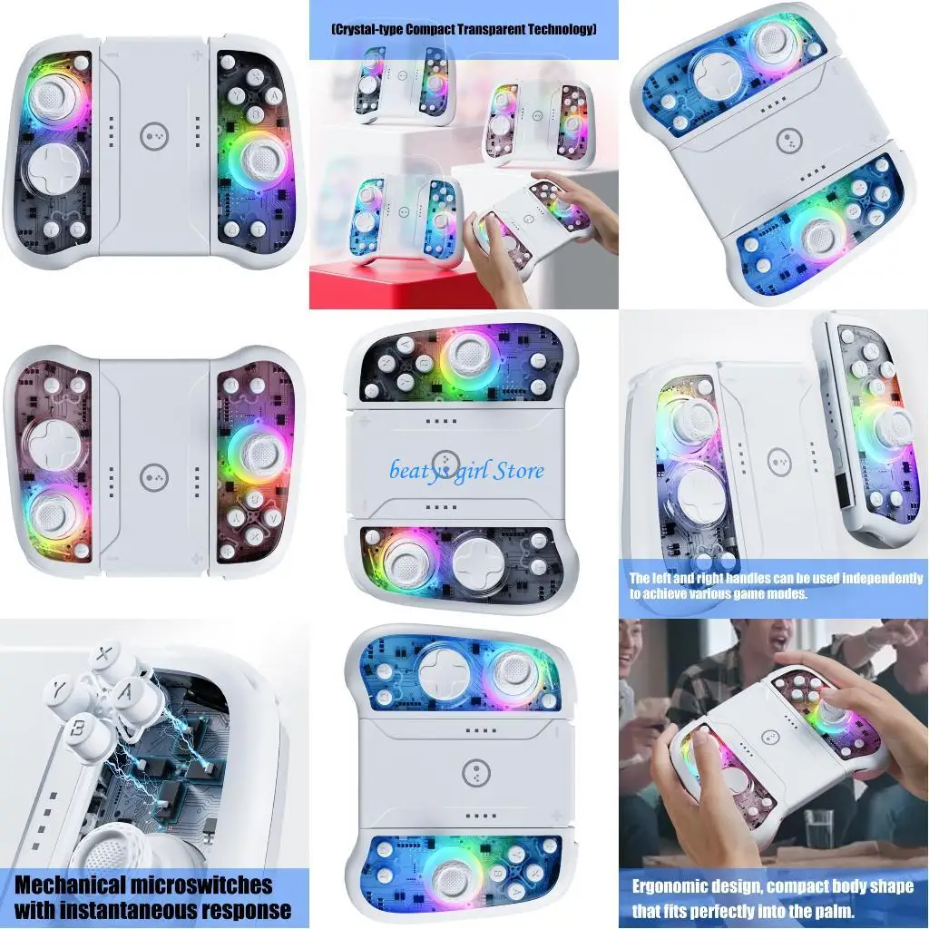 

C7AB Split Design Game Controller With LED Effects Functionality, Burst Button 6 axes Somatosensory Gyro