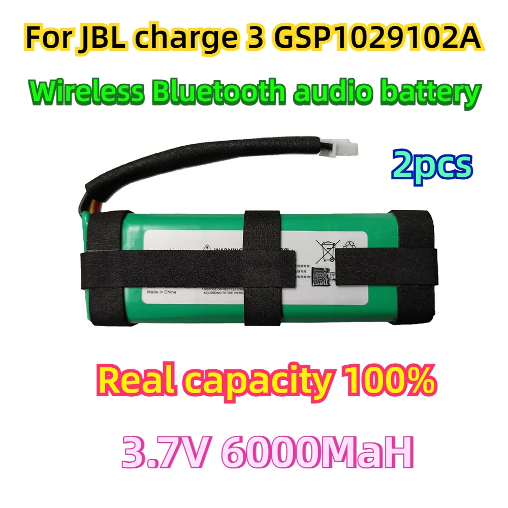 

2pcs For JBL charge 3 GSP1029102A Wireless Bluetooth audio battery New 3.7v 6000mah Real capacity 100%