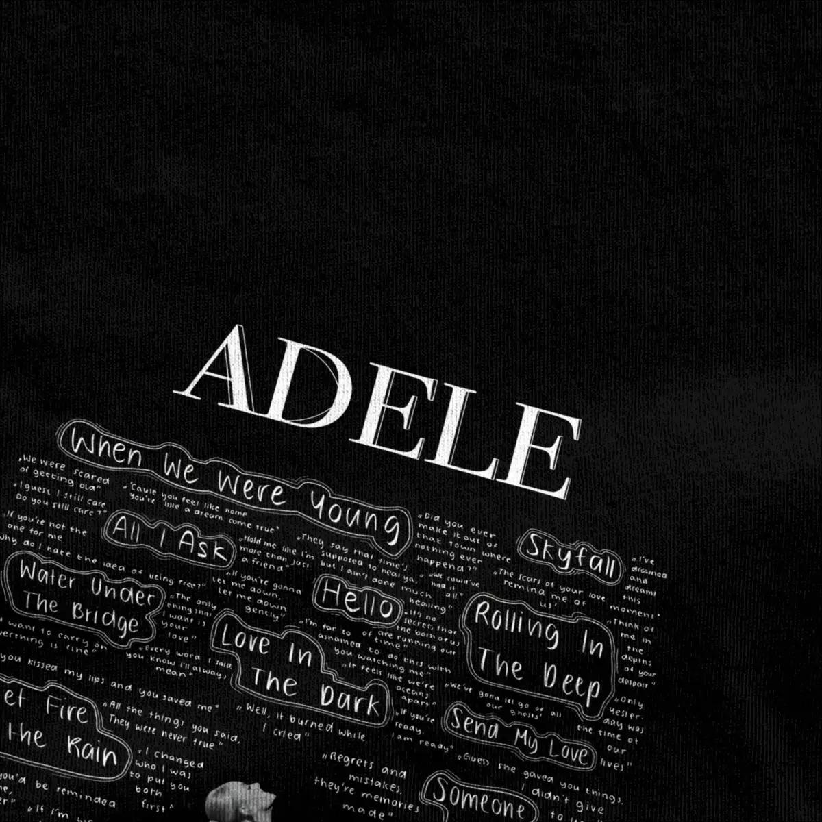 Adele Singer Poster T-Shirt Music Album Harajuku T Shirts Short Sleeve Streetwear Tops Beach Cotton O Neck Oversized Tees