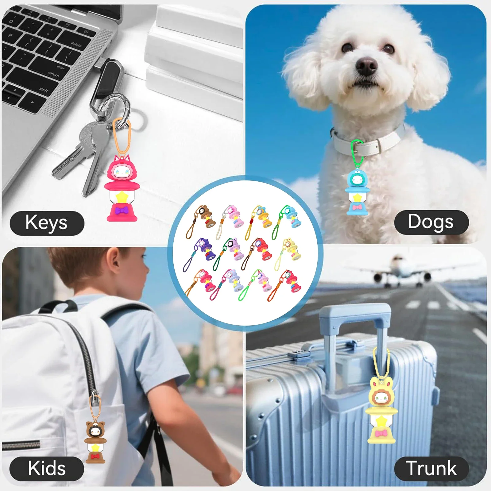 Etui na Apple AirTag z brelokiem, akcesoria z lampką nocną, uchwyt na lokalizator GPS zapobiegający zgubieniu dla dzieci, zwierząt, bagażu, plecaków.