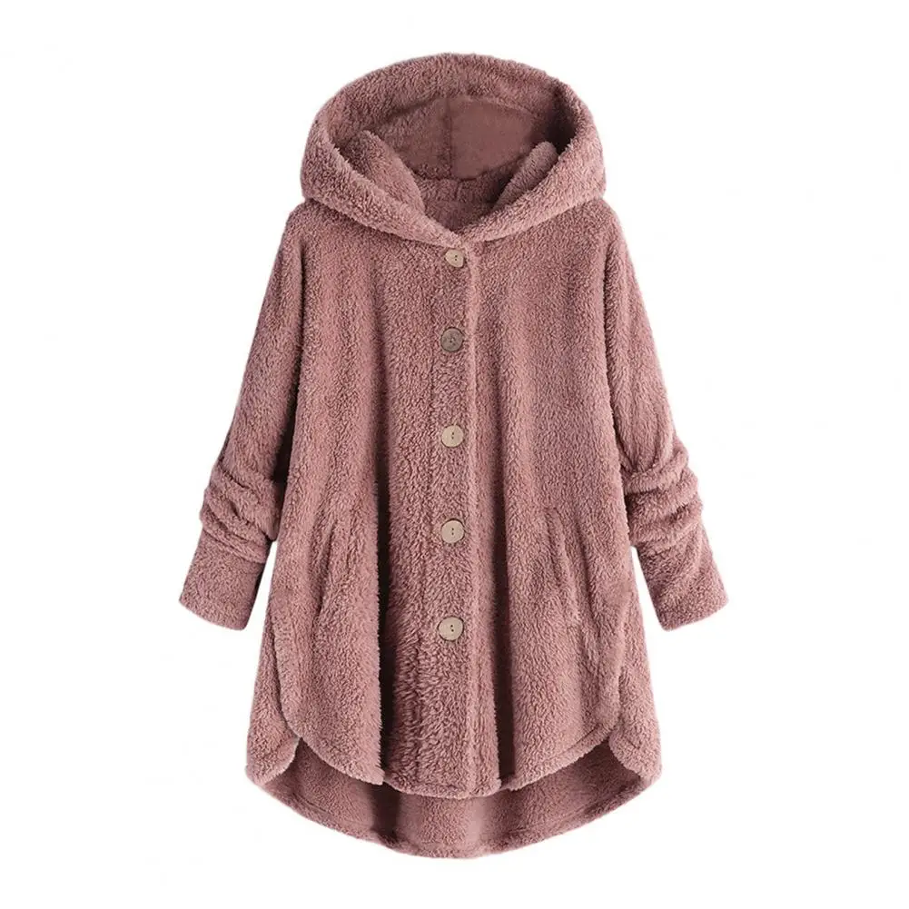 Women Homewear Jacket Women Autumn Jacket Cozy Fleece Lined Women's Jacket with Irregular Hem Hood Stylish Sleepwear or for Fall