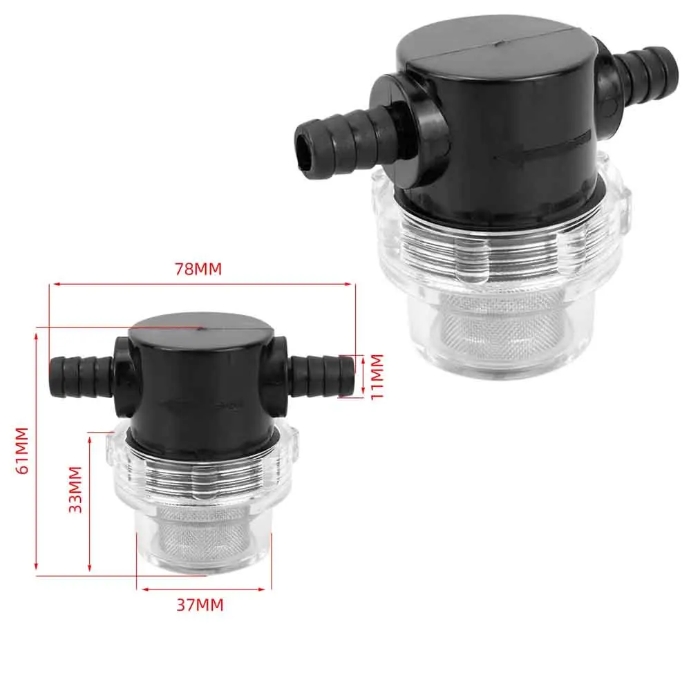 RV Sprayer Water Pump Strainer 3/8 ID Hose Barb Mesh Filter Screen Inline Twist-on Plumbing Strainer 12V DC for Marine Boat