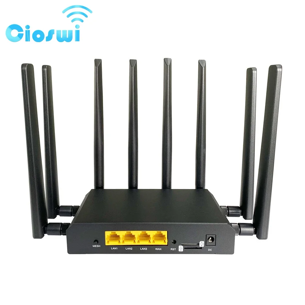 

Cioswi Dual SIM Card 5G Router 1800Mbps Wifi6 Mesh 3 Gigabit LAN MU-MIMO 8 Antennas 2.4Ghz 5GHz Wifi Internet RM520N-GL Modem