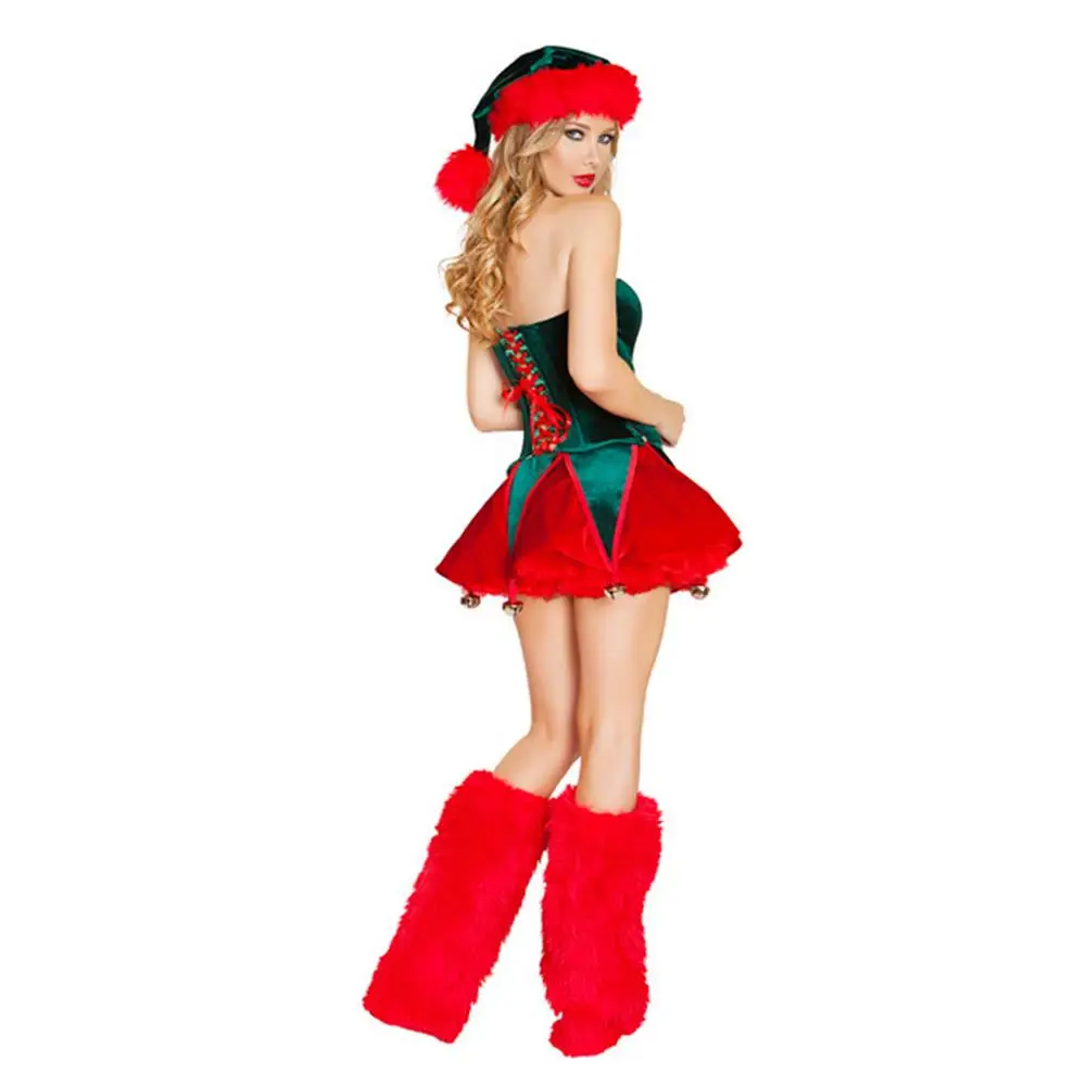 

Christmas Costume Maid Sexy Slim Top Suit With Small Bell Uniform Role Play Christmas Party Party Dance Short Skirt 2025