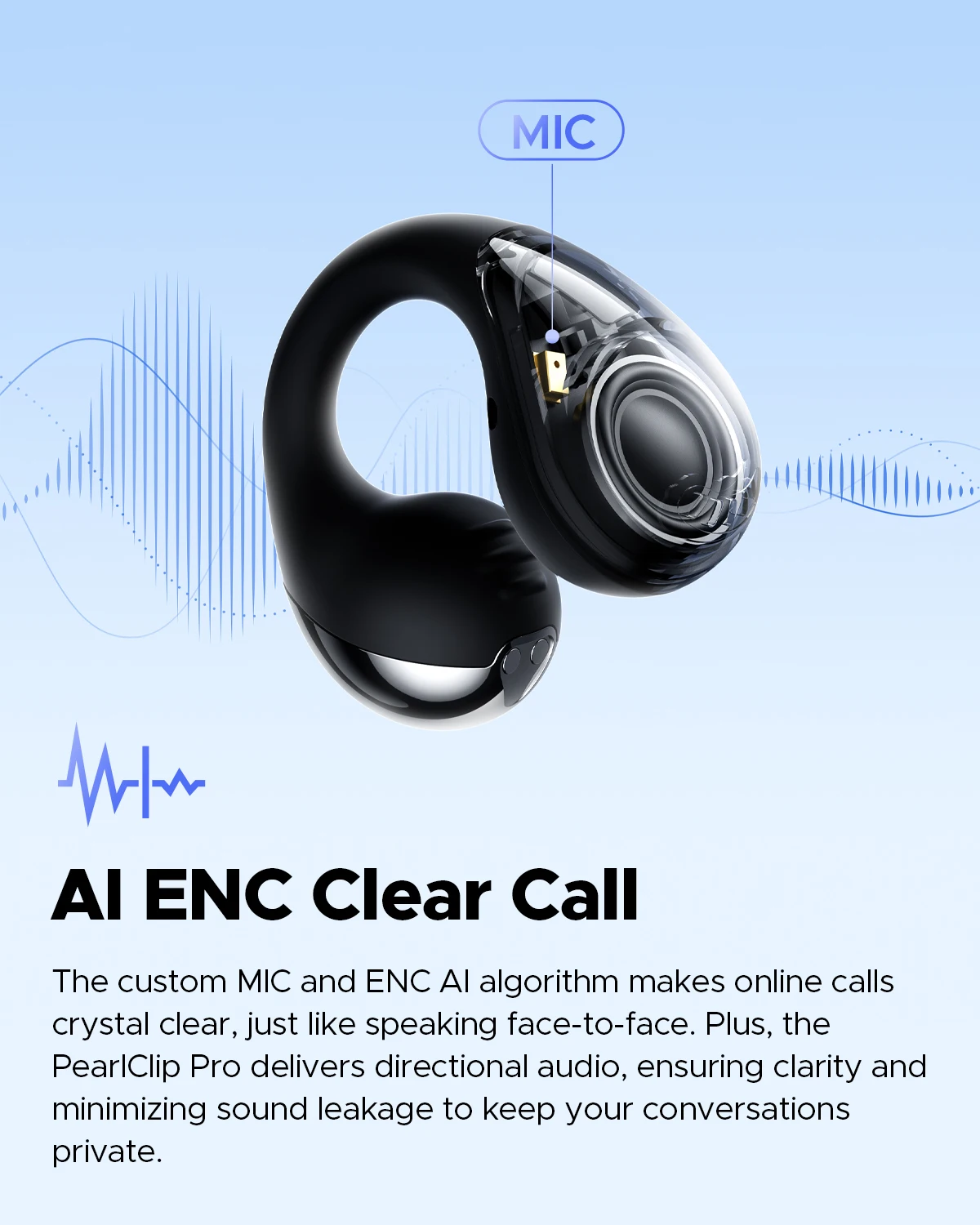 سماعات أذن SoundPEATS PearlClip Pro مزودة بتقنية البلوتوث 5.4 سماعات أذن لاسلكية بمشبك اتصال متعدد النقاط على سماعات الرأس مع ميكروفون