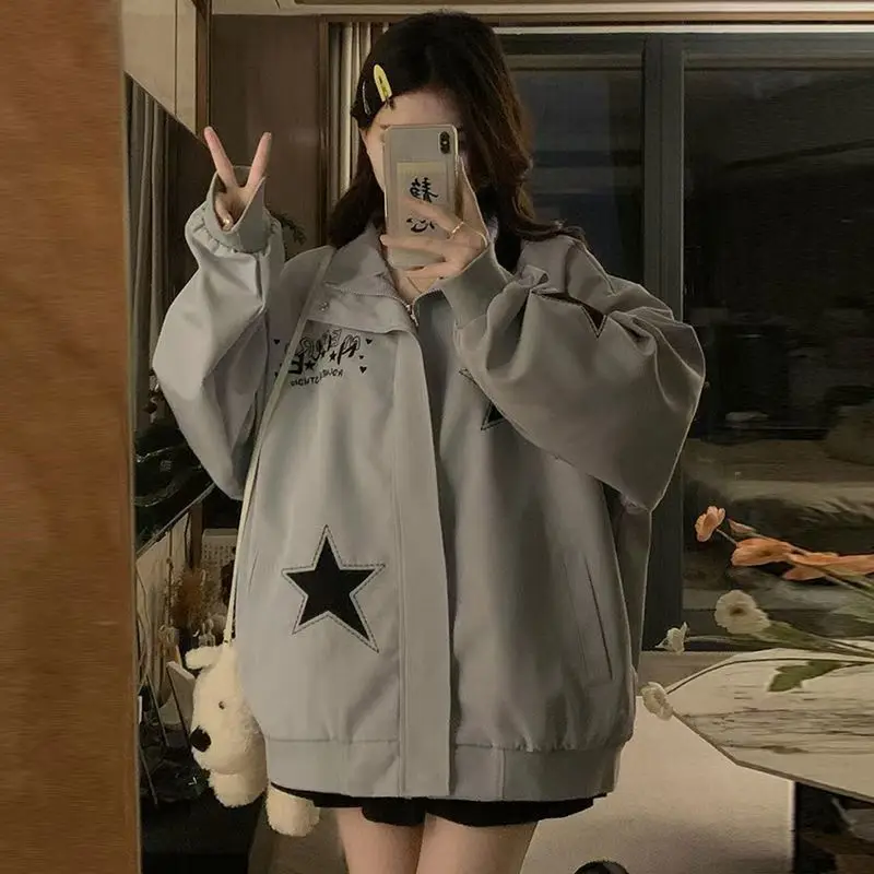 

Women'S Bomber Jackets Autumn Woman Preppy Checkered Double-Deck Slant Elite Puffy Matte Multi-Pocket Minimalist Casual Street