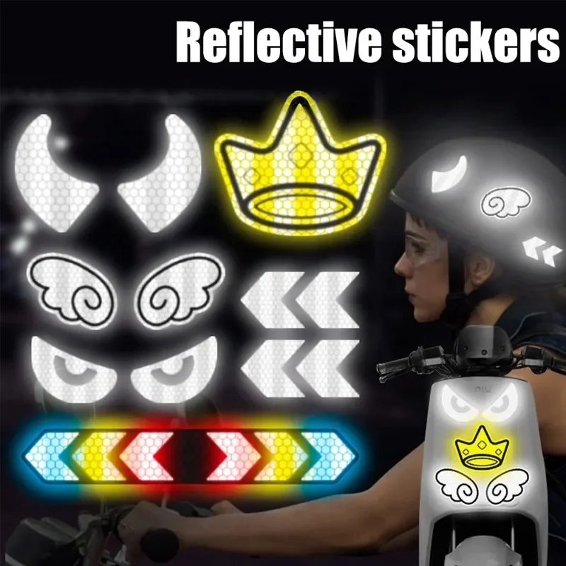 Creative Helmet Warning Reflective Stickers Motorcycle Helmet Decal Night Warning Sign Reflective Stickers Exterior Accessories