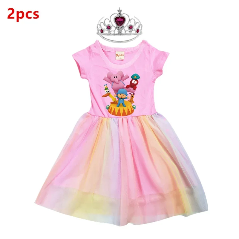 2-8 years old summer t shirt dress pocoyoe girls tutu dress Halloween Cosplay Costume Princess kids girls birthday party dresses