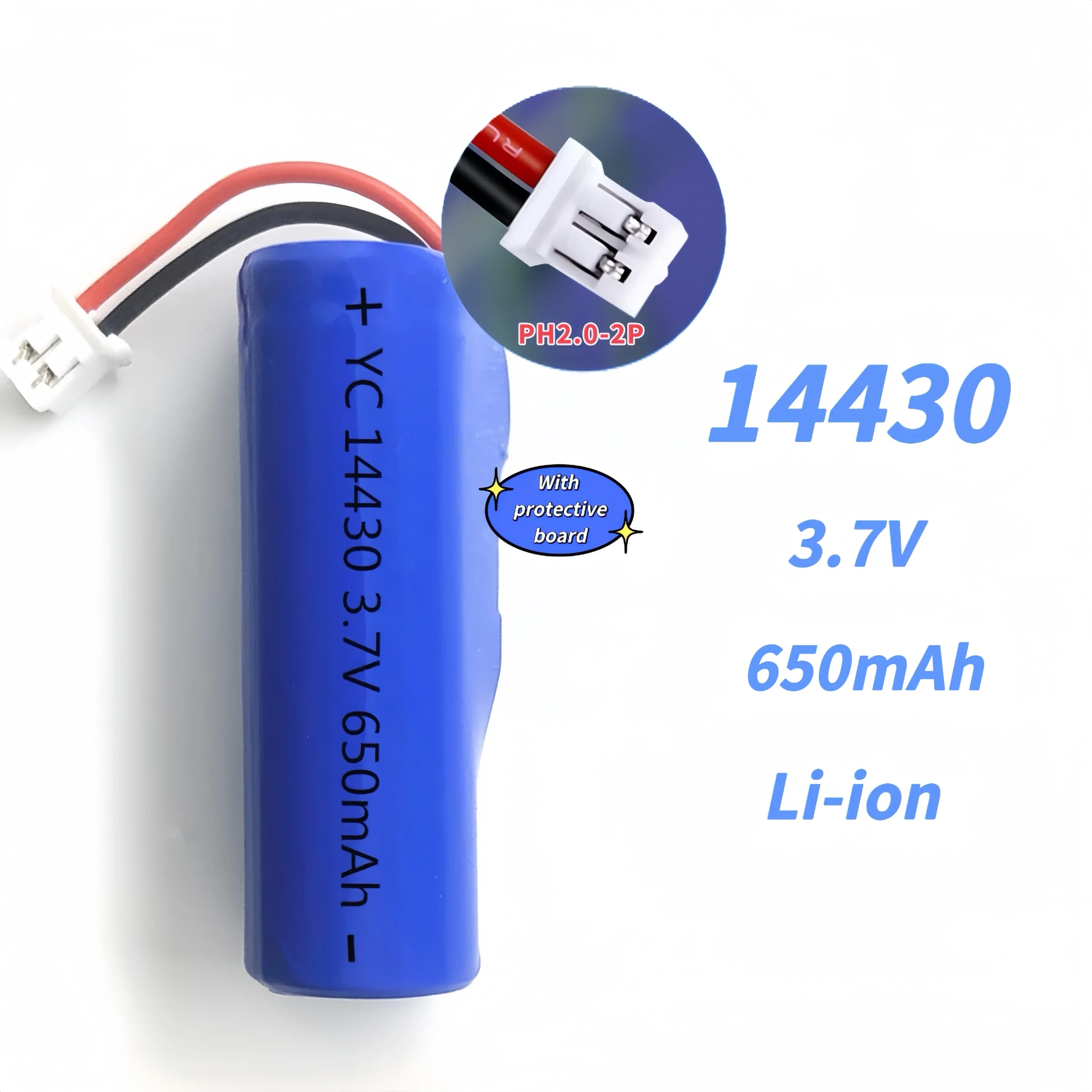 4 Uds 14430 3,7 V 650mAh batería de litio recargable con cables conector Cable de carga USB para cigarrillos electrónicos Gadgets herramientas Juguetes