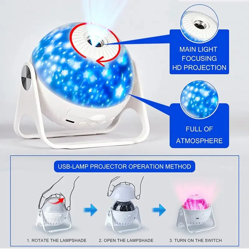 GGbingo LED Starry Sky Projector Night Light 13 in 1 Planetarium Projection USB Rotating Night Lights Galaxy Star Projector Lamp