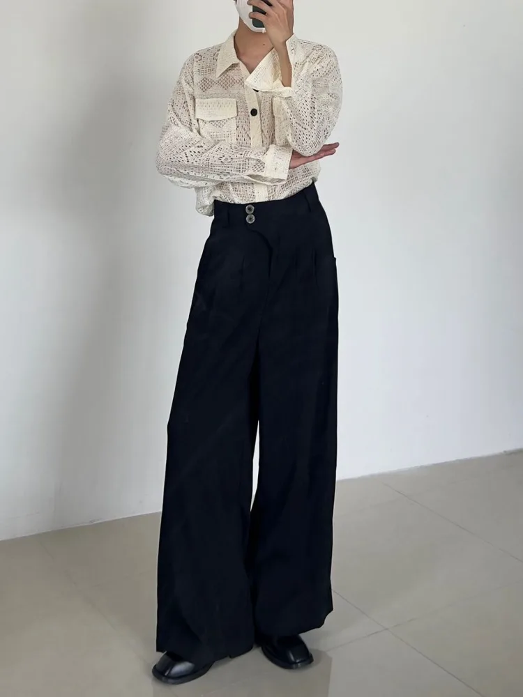 HOUZHOU pantalones de traje holgados Y2k para mujer, pantalones sueltos clásicos de tiro alto Harajuku, estilo japonés, Vintage, moda coreana, Oficina