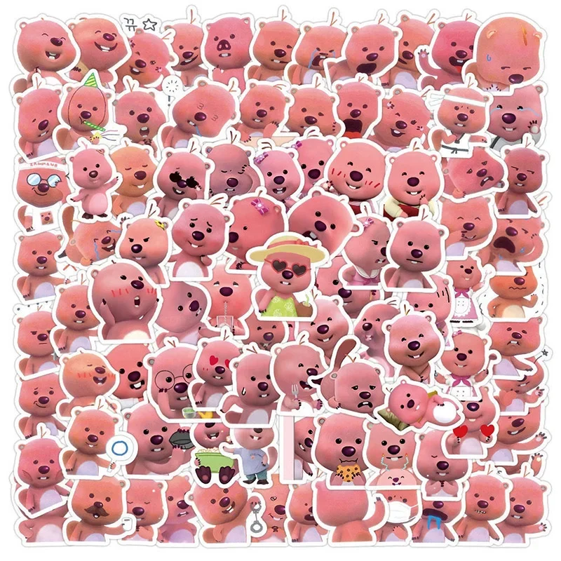 120Pcs Cute Zanmang Loopy Stickers Kawaii Anime Beaver Phone Water Cup Car Tablet Desktop Waterproof Children Toys Sticker Gifts