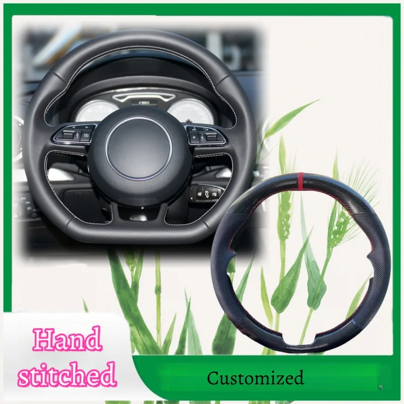 

Hand-stitched Carbon Fiber Genuine Leather Steering Wheel Cover For Audi S1 8X S3 8V Sportback S4 B8 Avant S6 C7 S5 8T S7 G8 RS