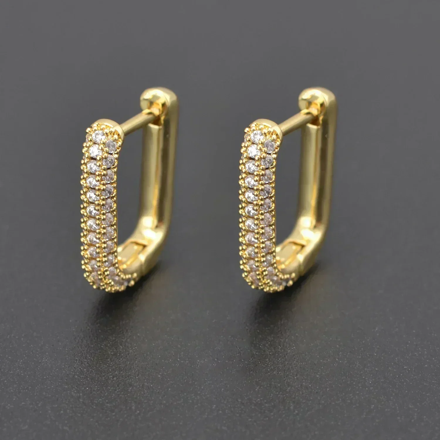 Boucles d'oreilles créoles en or et argent pour femmes, grandes boucles d'oreilles créoles, zircon cubique contre-indiqué, boucles d'oreilles en laiton, bijoux plaqués à la mode, vente en gros, 1 paire