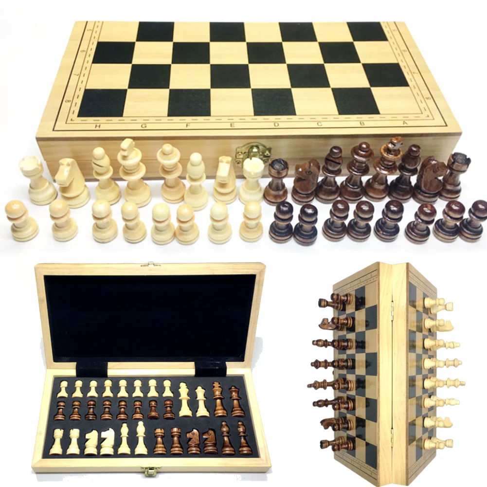 Chess Board Sets 30CM/40CM Wooden Foldable Magnetic International Chess Set Board Games Professional Chess Games for Kids Adults