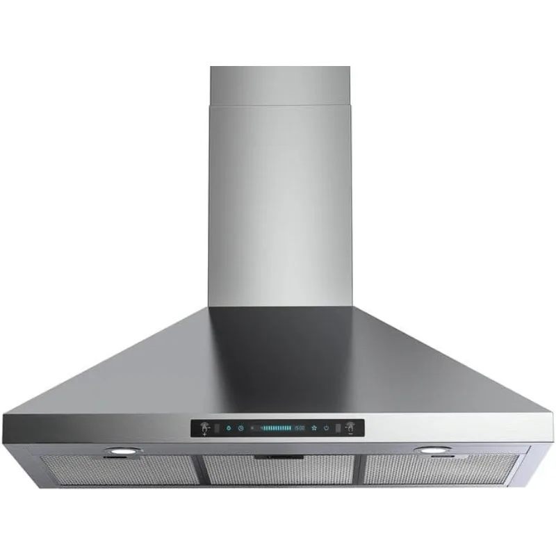 home.Wall Mount Range Hood 36 Inch,Ductless/Ducted Convertible,Gesture Sensing&Touch Control Panel, Stainless Steel Kitchen Vent