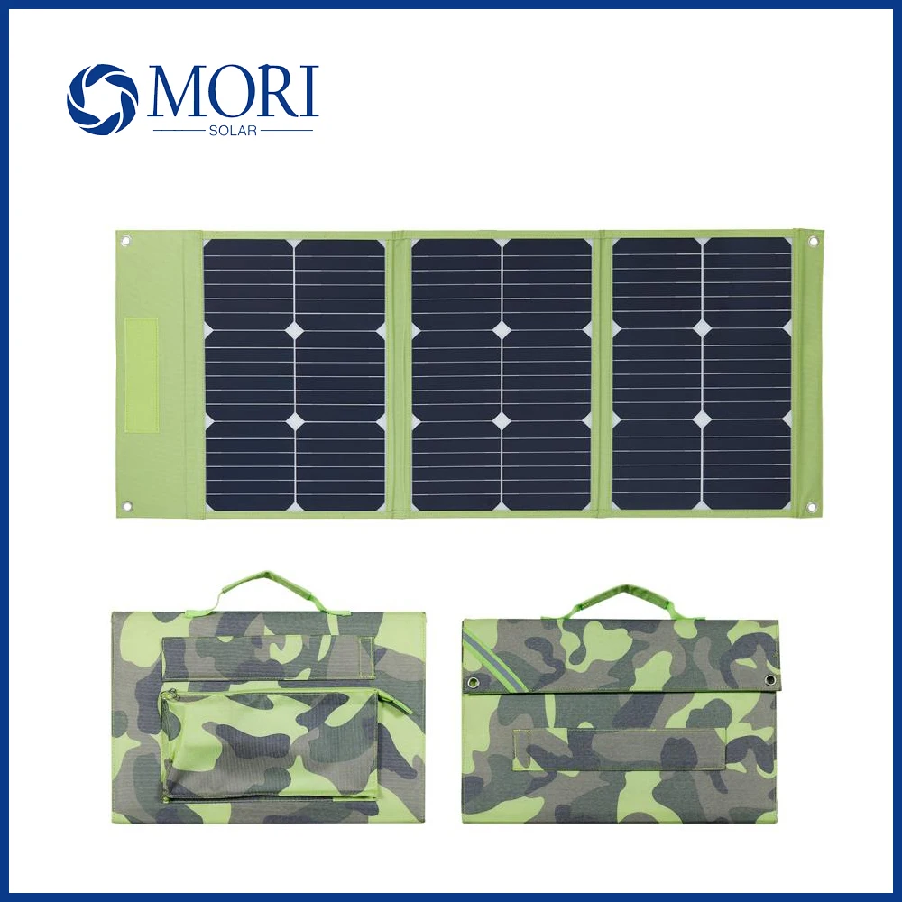 Sunpower Cell Portable 60W Outdoor Waterproof Folding Solar Panel Bag USB5V+DC18V+Type-C Output High Efficiency Up to 24%