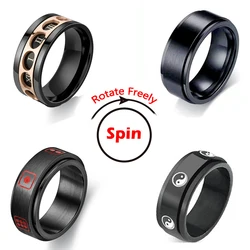 Anxiety Ring Fidget Spinner Rings For Women Stainless Steel Rings Fidgets Rotate Freely Anti Stress Accessories Men's Jewelry