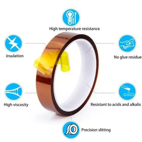33M polyimidtejp guldfärgad fingertejp för FPC/PCB-reparation - högtemperaturbeständig, rivsäker 3mm-50mm bred Kapton-tejp 10 best sales Capton-tejp - №2