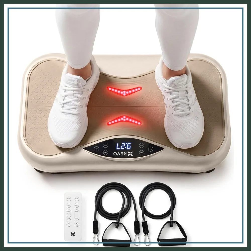 

Wave Vibration Plate with Red Light Therapy, Bluetooth Speakers & Resistance Bands - Full Body Workout Machine, 330 Lbs Capacity