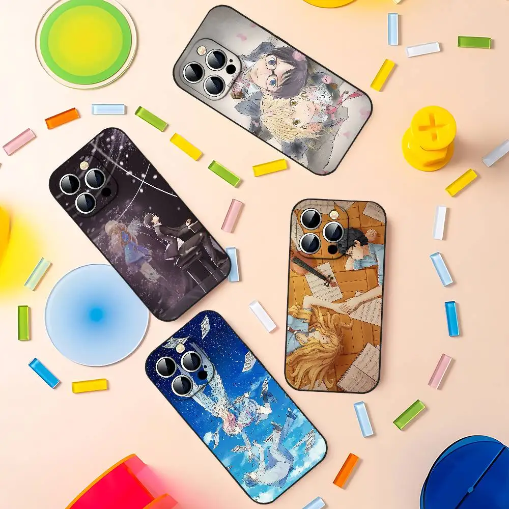 

Cartoon Your Lie In April Anime Black Phone Case That Fits For IPhone 17,16,15,11,13,14 Pro Max,Plus,X,Xr,Xs Max,13Mini