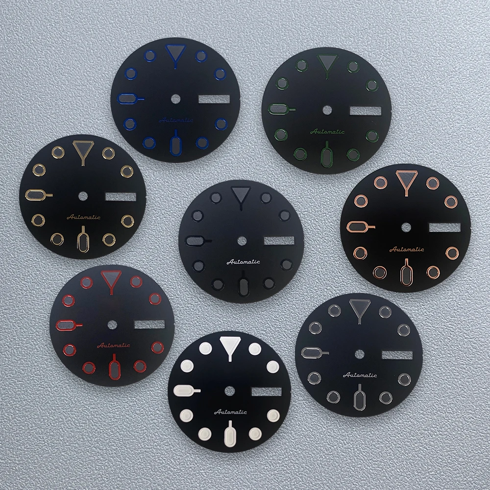 

28.5mm S5 Logo SKX007 Dial Fit NH36/4R36 Japanese Movement Green Luminous Black Matte Quality Watch Modification Accessories