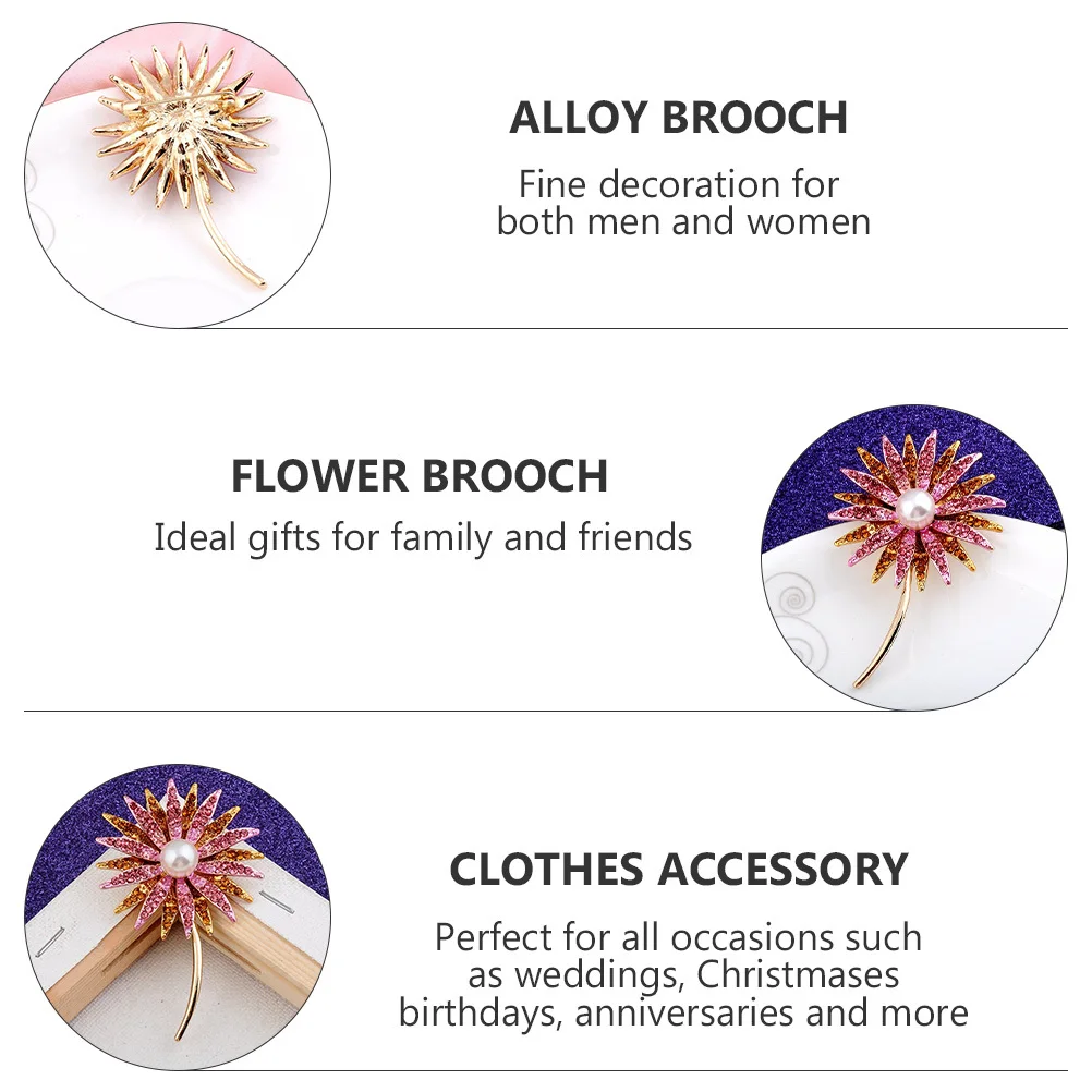 

Sunflower Rhinestone Brooch Assorted Color Flower Shape Elegant Brooch for Weddings Birthdays Anniversaries Accessories