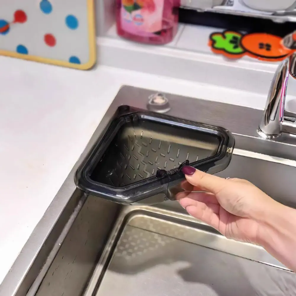 Magnetic Design Sink Drain Basket Anti-clogging Triangle Shape Leftover Sink Draining Storing Sink Food Catcher Food Scraps