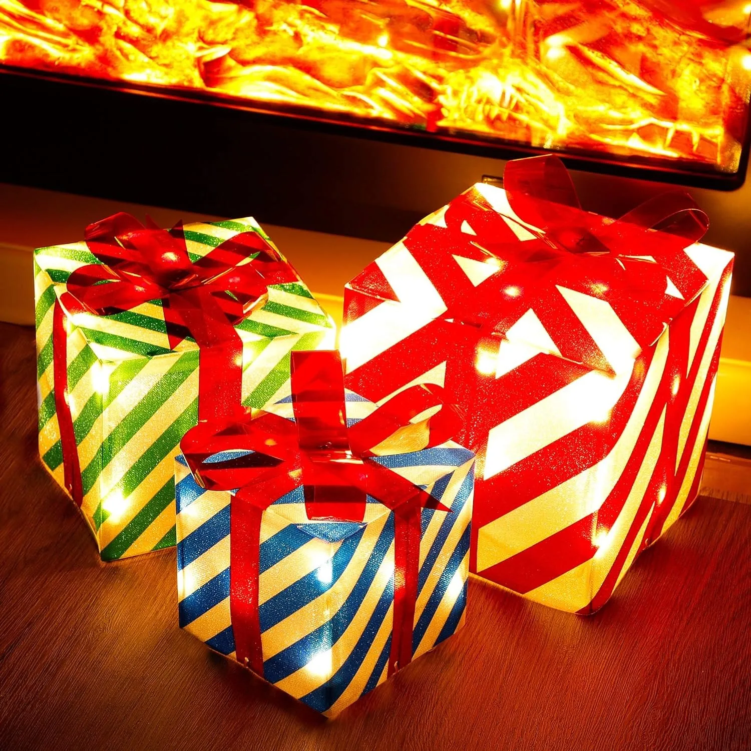 

3PCS Christmas Lighted Gift Boxes, LED Box Decorations, Decorations for Xmas Tree, Yard, Indoor Outdoor Holiday Decor