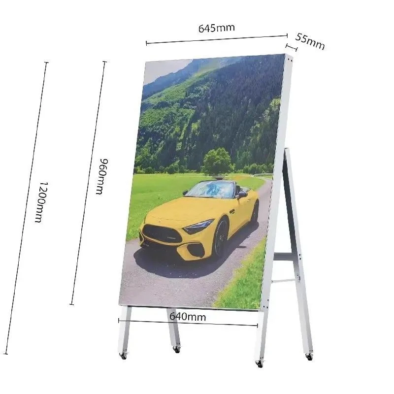 Outdoor Foldable LED Water Sign Display Screen P1.25 P1.53 P1.86 P2.5 P3 Floor Standing Movable Poster Display for