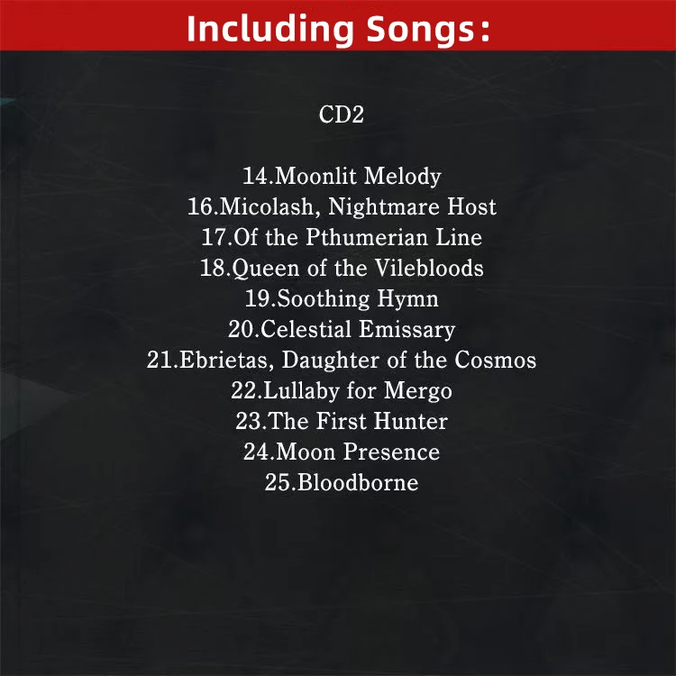 게임 Bloodborne Yuka Kitamura 음악 CD Greatest Hits OST 앨범 2pcs 음악 레코드 코스프레 워크맨 자동차 사운드 트랙 박스 파티 음악
